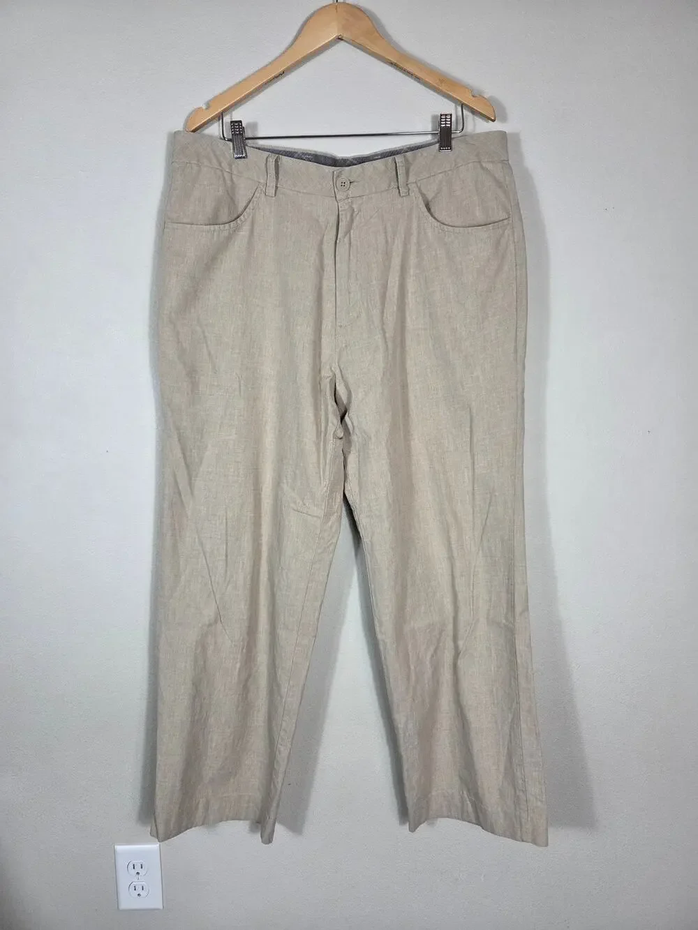 Ashworth Men's Khaki Cotton Wool Blend Golf Dress Pants Size 38